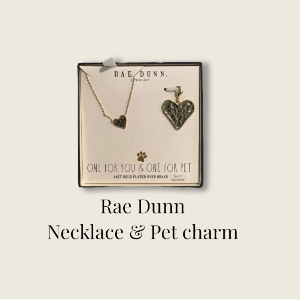 Rae Dunn necklace and dog collar charm set brand new